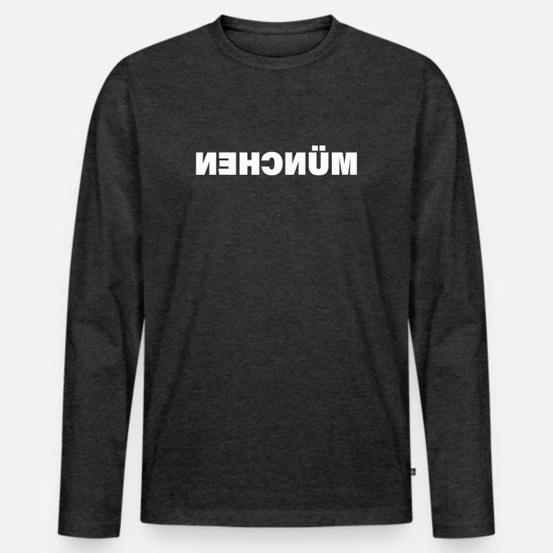 MÜNCHEN - Männer Premium Bio Langarmshirt - Anthrazit meliert