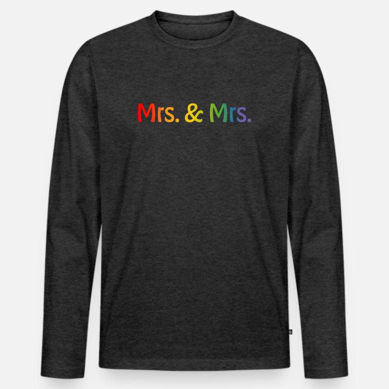 Regenbogen Mrs and Mrs 1 - Männer Premium Bio Langarmshirt - Anthrazit meliert