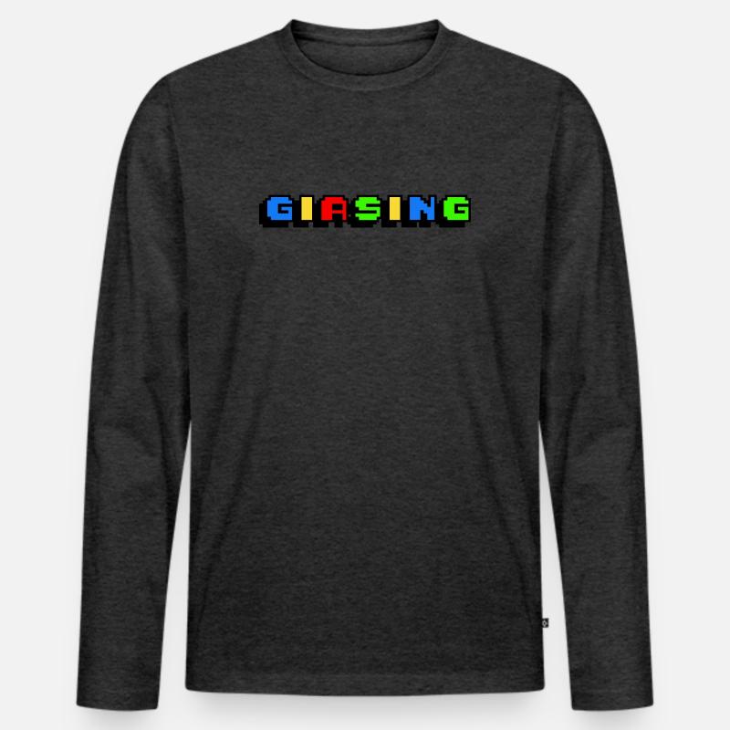 Giasing Pixel Giesing München 089 Minga - Männer Premium Bio Langarmshirt - Anthrazit meliert