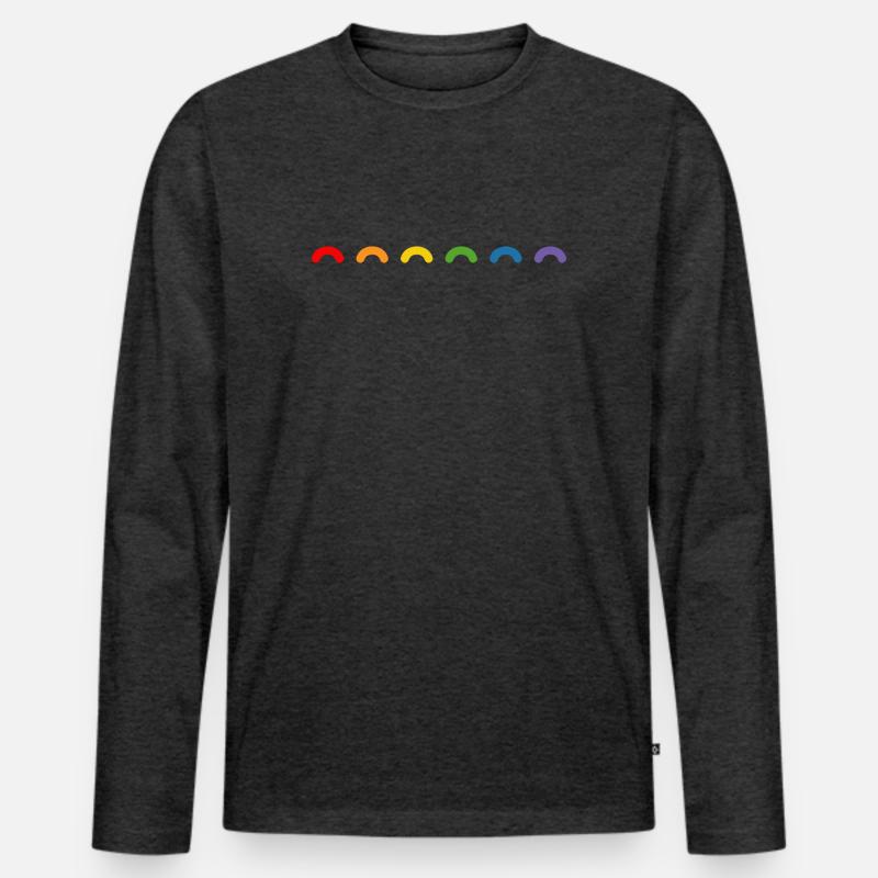 Regenbogen round rainbow - Männer Premium Bio Langarmshirt - Anthrazit meliert