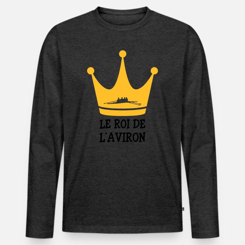 Rowing / Rower / Rudern / Ruderer - Männer Premium Bio Langarmshirt - Anthrazit meliert