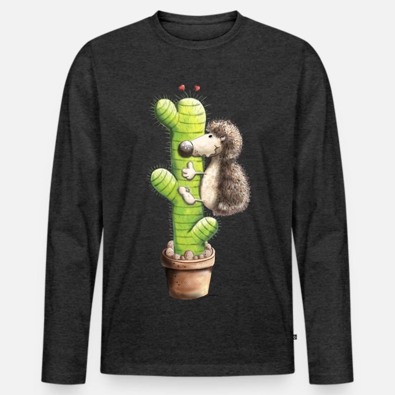 Igel in Love - Männer Premium Bio Langarmshirt - Anthrazit meliert