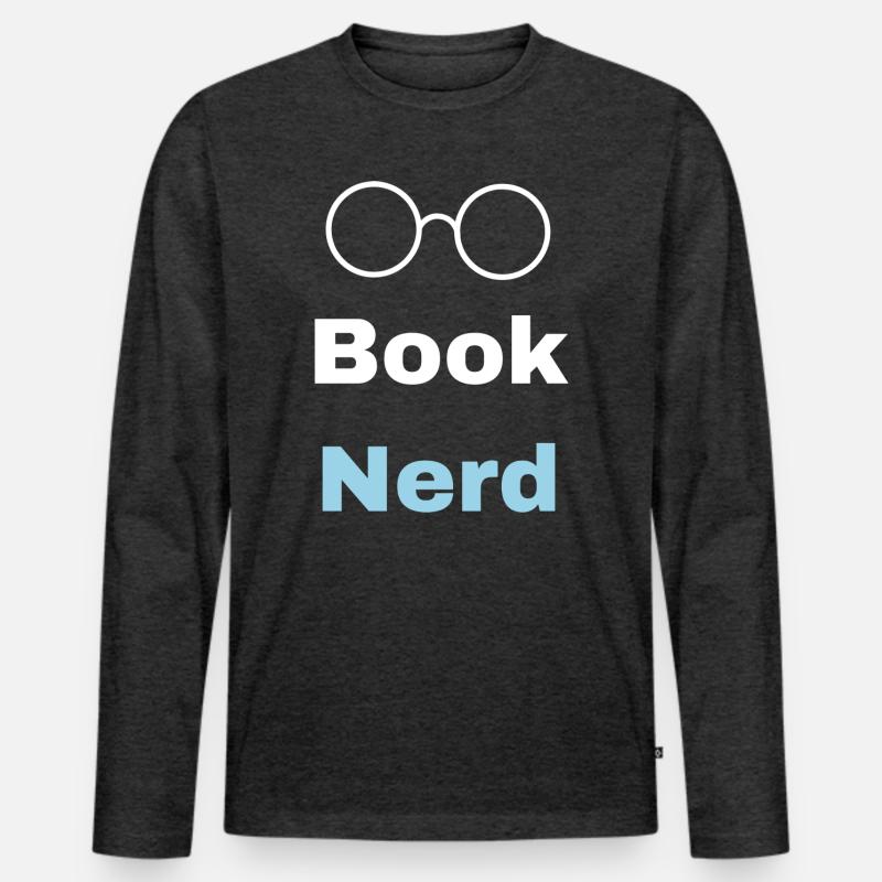 Buch-Nerd - Männer Premium Bio Langarmshirt - Anthrazit meliert