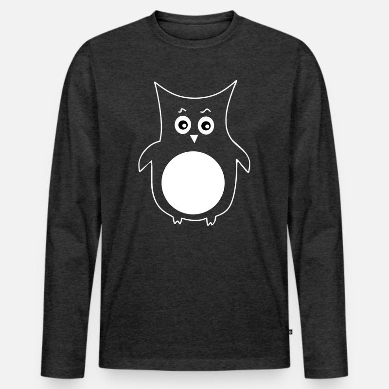 weiße Eule Vogel weiß - Männer Premium Bio Langarmshirt - Anthrazit meliert