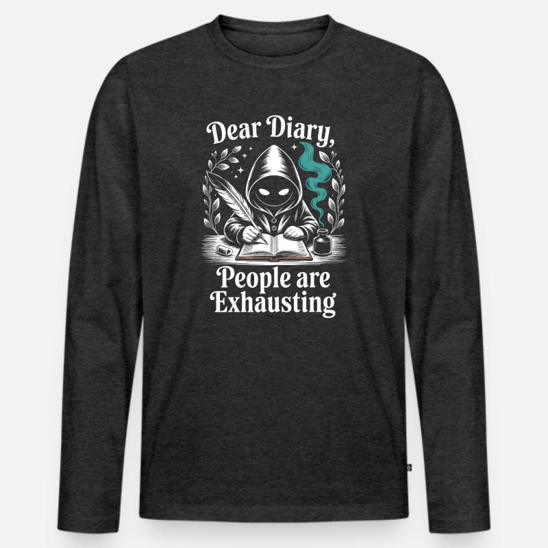 Dear Diary People Are Exhausting - Männer Premium Bio Langarmshirt - Anthrazit meliert