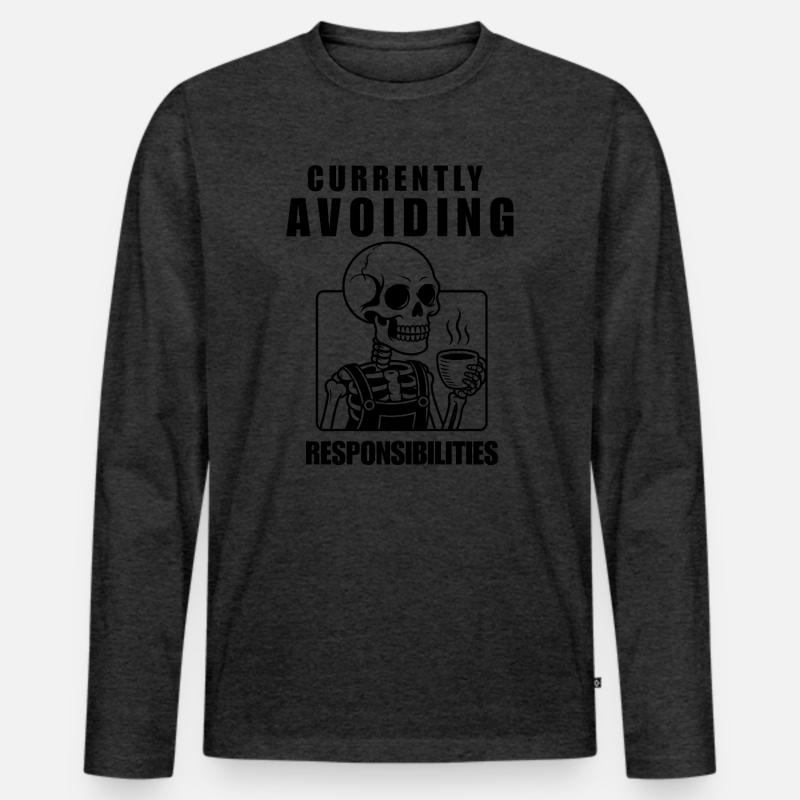 Currently Avoiding Responsibilities Skeleton - Männer Premium Bio Langarmshirt - Anthrazit meliert
