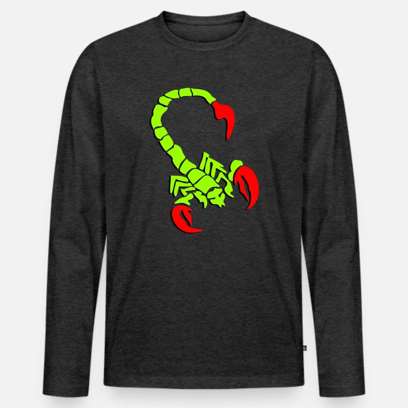 skorpion_01_3d_rot_2 - Männer Premium Bio Langarmshirt - Anthrazit meliert