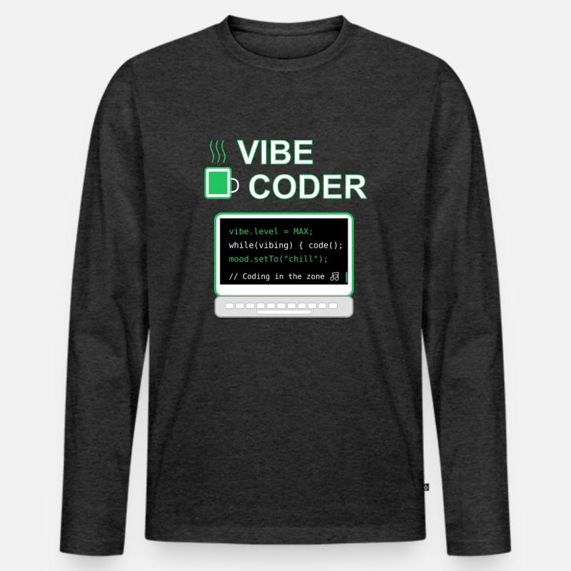Vibe Coder - Männer Premium Bio Langarmshirt - Anthrazit meliert