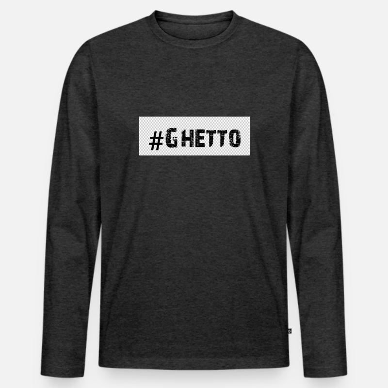 Ghetto - Männer Premium Bio Langarmshirt - Anthrazit meliert