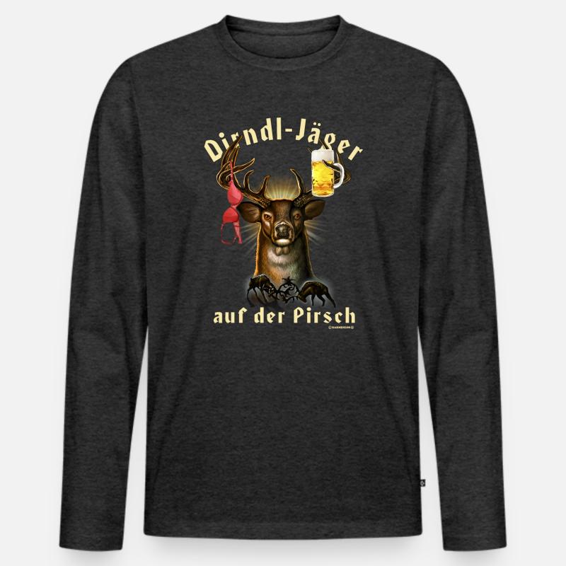Dirndl-Jäger - Männer Premium Bio Langarmshirt - Anthrazit meliert