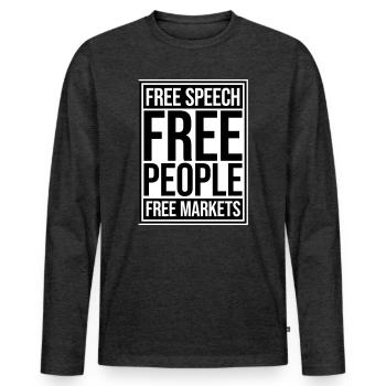 Marché de la liberté d’expression Peuple Libertarian Freedom Logo - T-shirt manches longues Premium bio Homme - anthracite chiné - Devant - Nico (187cm)