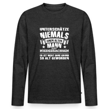 Niedersachsen - Männer Premium Bio Langarmshirt - Anthrazit meliert - Vorne - Nico (187cm)