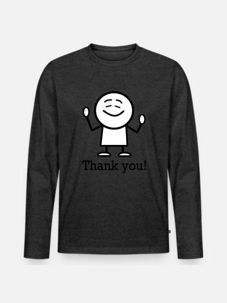 thank you ! - Premium økologisk langærmet T-shirt til mænd - antracit meleret