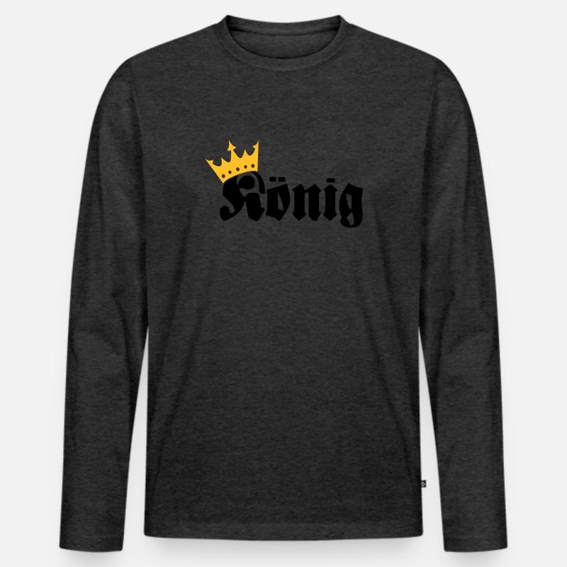König - Männer Premium Bio Langarmshirt - Anthrazit meliert