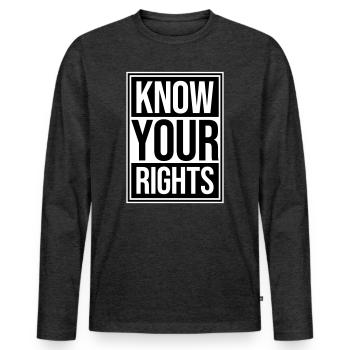 Connaissez vos droits Activisme Justice Liberté - T-shirt manches longues Premium bio Homme - anthracite chiné - Devant - Nico (187cm)