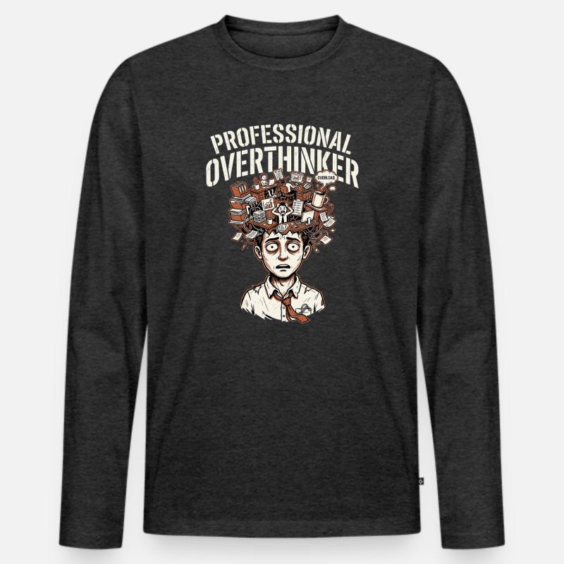 Professional Overthinker - Männer Premium Bio Langarmshirt - Anthrazit meliert