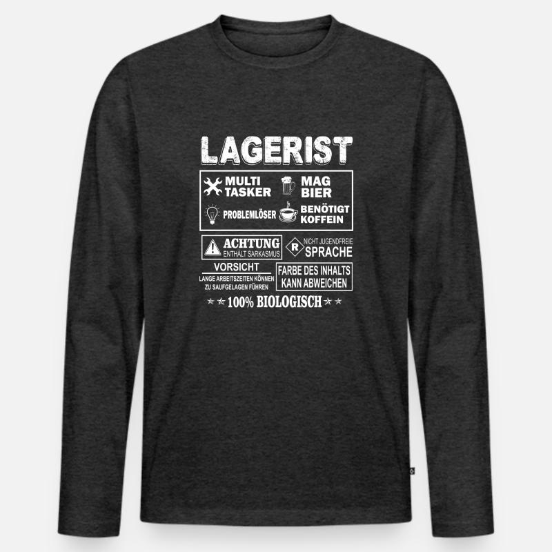 LAGERIST Multitasker - Männer Premium Bio Langarmshirt - Anthrazit meliert
