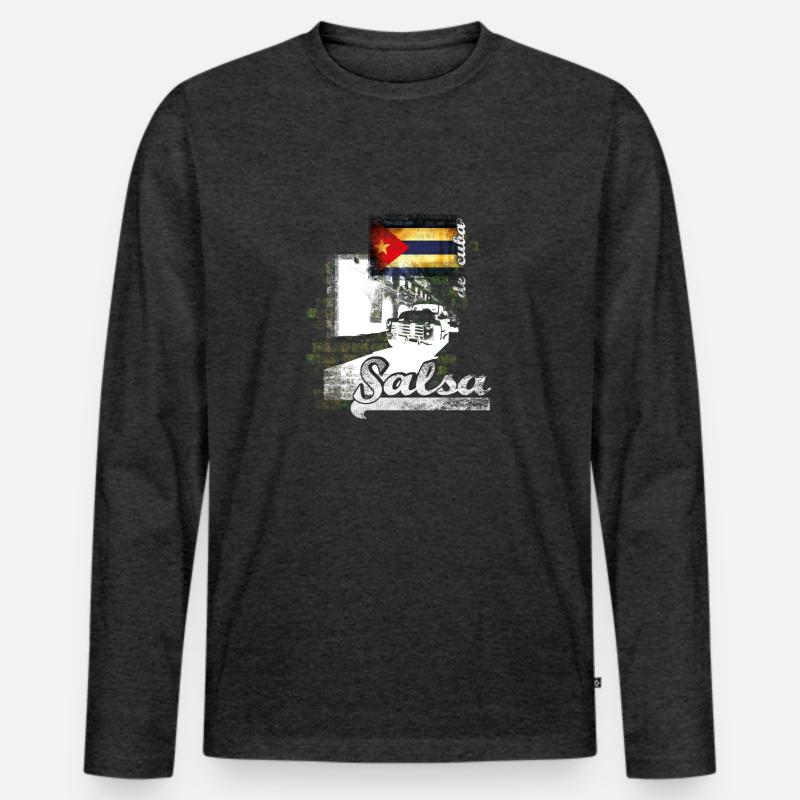kl_salsa12 - Männer Premium Bio Langarmshirt - Anthrazit meliert