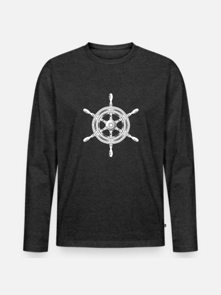 steuerrad - Männer Premium Bio Langarmshirt - Anthrazit meliert