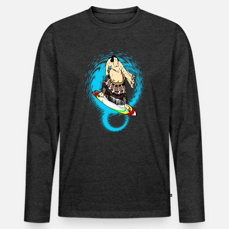 Sumo Surfer - Männer Premium Bio Langarmshirt - Anthrazit meliert