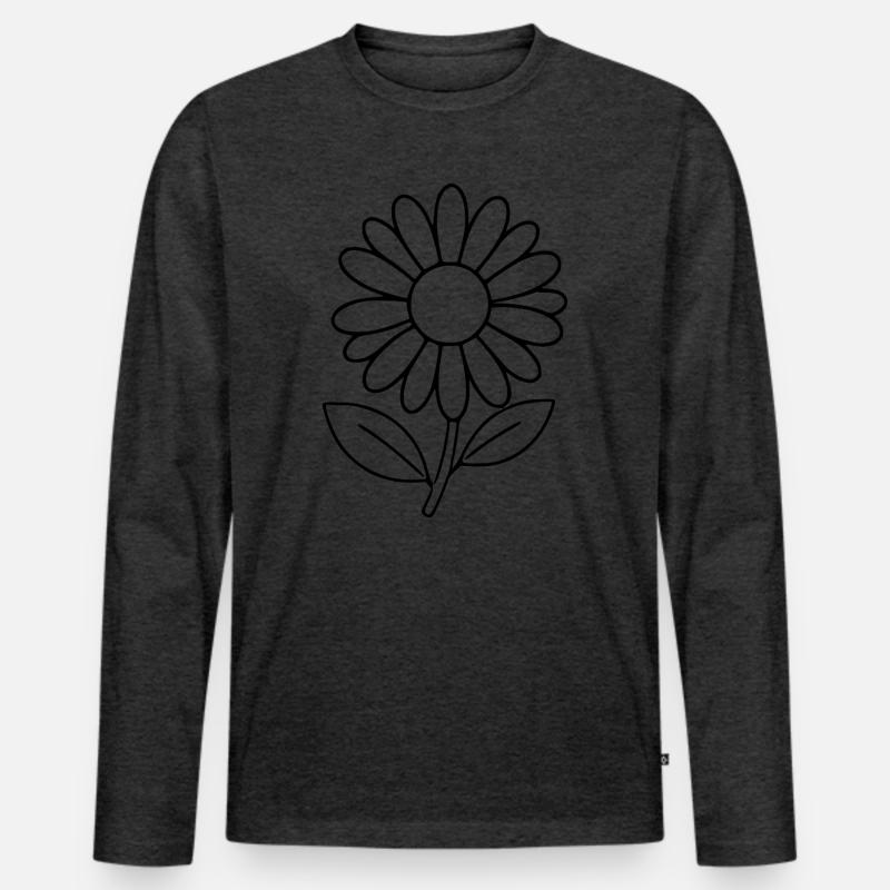 Blume schwarz schwarze Blume Blumen Gänseblümchen - Männer Premium Bio Langarmshirt - Anthrazit meliert