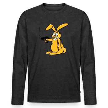 Rabbit with gun - Men's Premium Organic Long Sleeve Shirt - heather anthracite - Front - Nico (187cm)