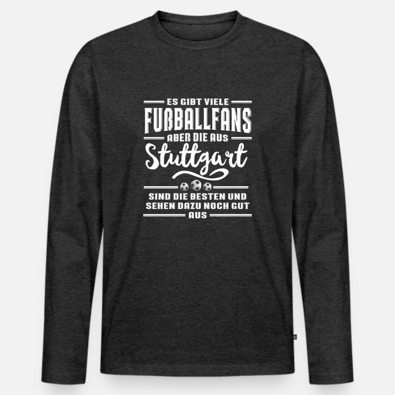 Fußball Stuttgart - Männer Premium Bio Langarmshirt - Anthrazit meliert