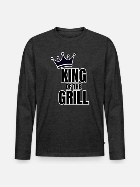 KING of the GRILL – TROO-Designs - Männer Premium Bio Langarmshirt - Anthrazit meliert