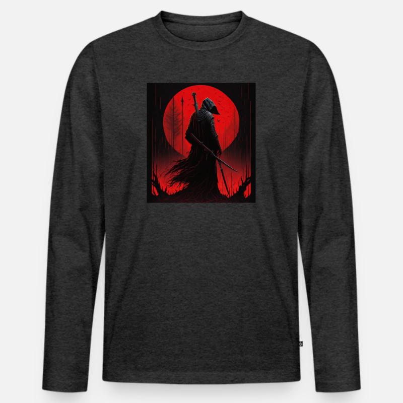 Sensenmann - Grim Reaper - Männer Premium Bio Langarmshirt - Anthrazit meliert