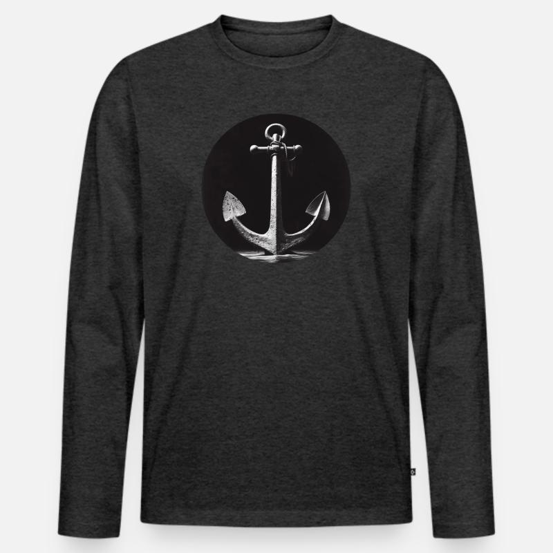 Anker grau - Männer Premium Bio Langarmshirt - Anthrazit meliert