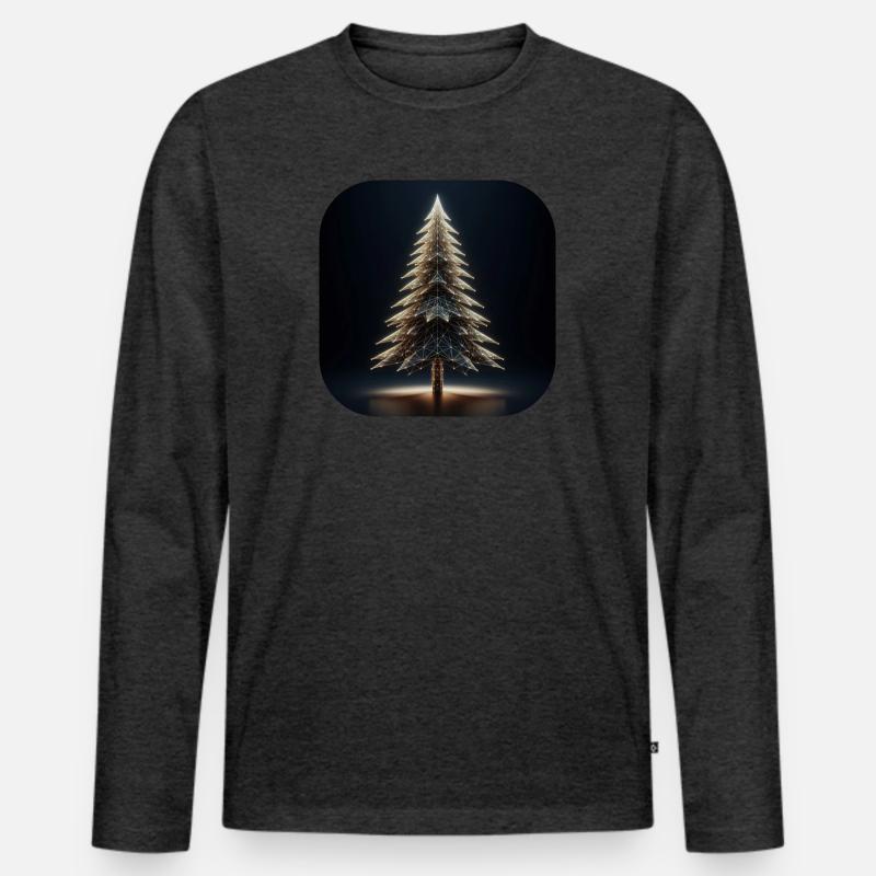 Weihnachtsbaum Polygone Licht Tannenbaum - Männer Premium Bio Langarmshirt - Anthrazit meliert