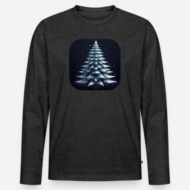 Weihnachtsbaum Tannenbaum Polygone Grün - Männer Premium Bio Langarmshirt - Anthrazit meliert