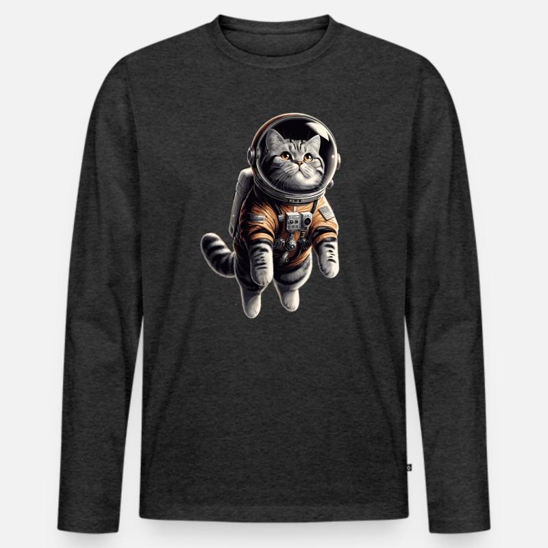 Astronaut BKH getigert Geschenk - Männer Premium Bio Langarmshirt - Anthrazit meliert