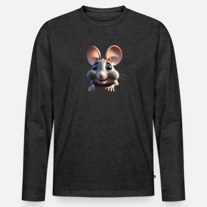 Mouse 1 - Männer Premium Bio Langarmshirt - Anthrazit meliert