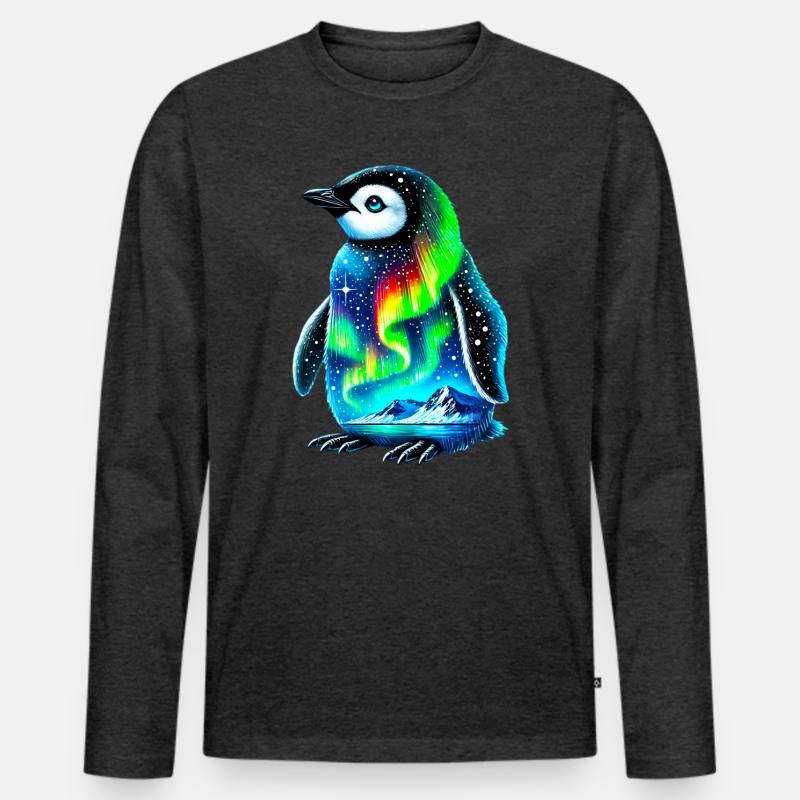 Pinguin - Männer Premium Bio Langarmshirt - Anthrazit meliert