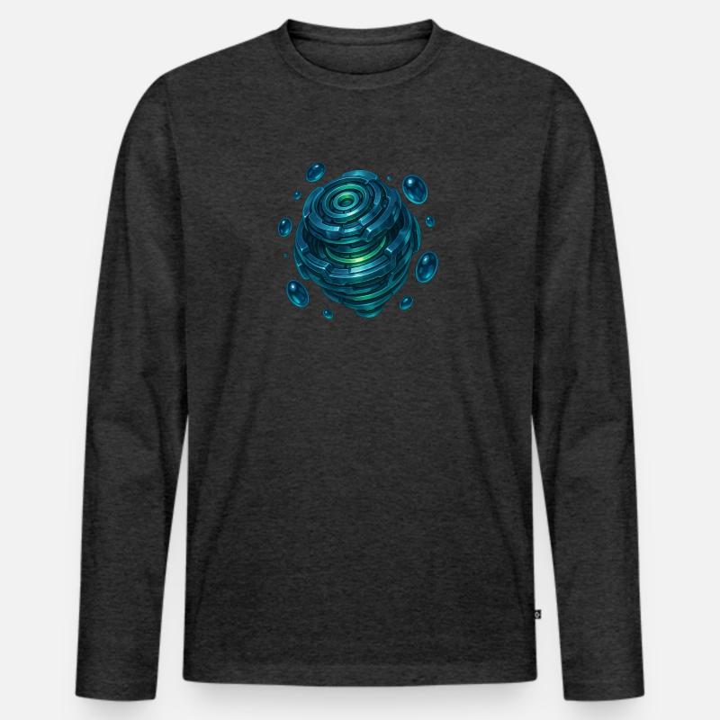Cyber Sphere Matrix - Männer Premium Bio Langarmshirt - Anthrazit meliert