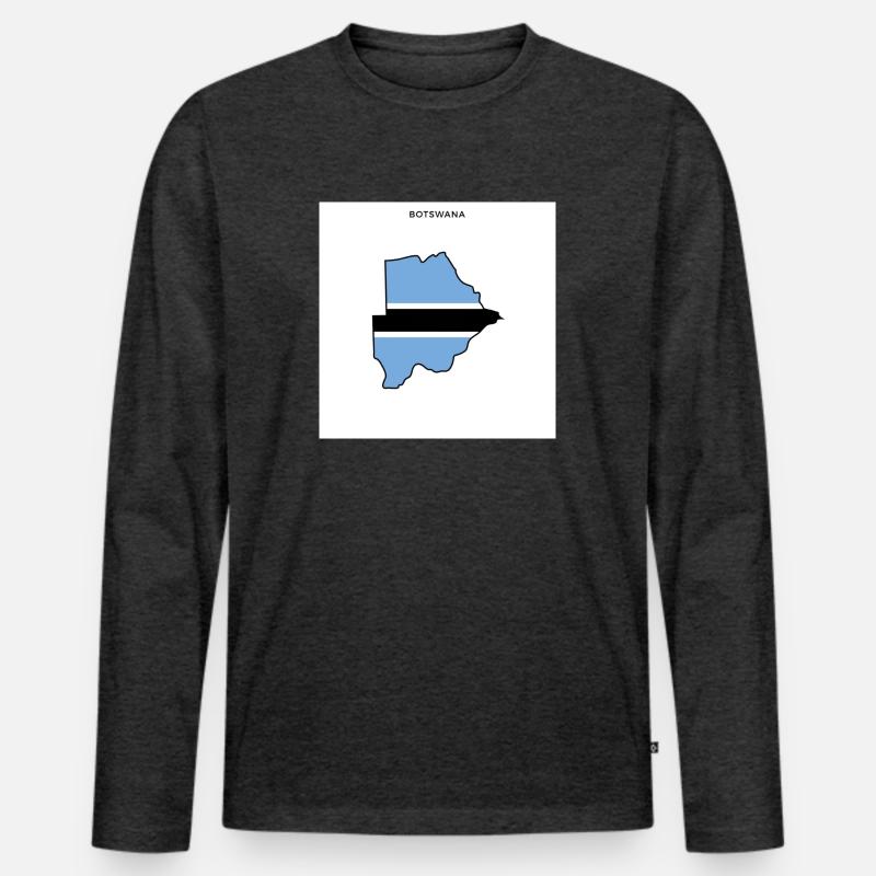 Botswana (Botsuana) Flagge, Map - Männer Premium Bio Langarmshirt - Anthrazit meliert