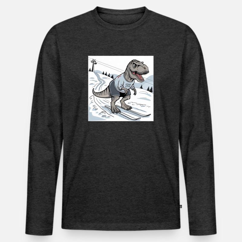 Ski-Rex, T-Rex - Männer Premium Bio Langarmshirt - Anthrazit meliert