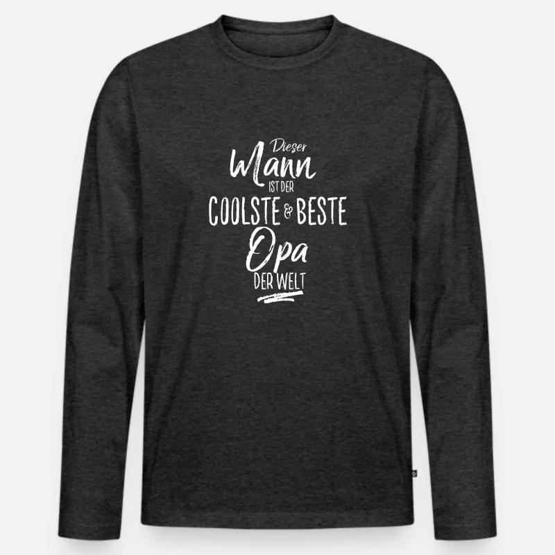 Opa - Männer Premium Bio Langarmshirt - Anthrazit meliert
