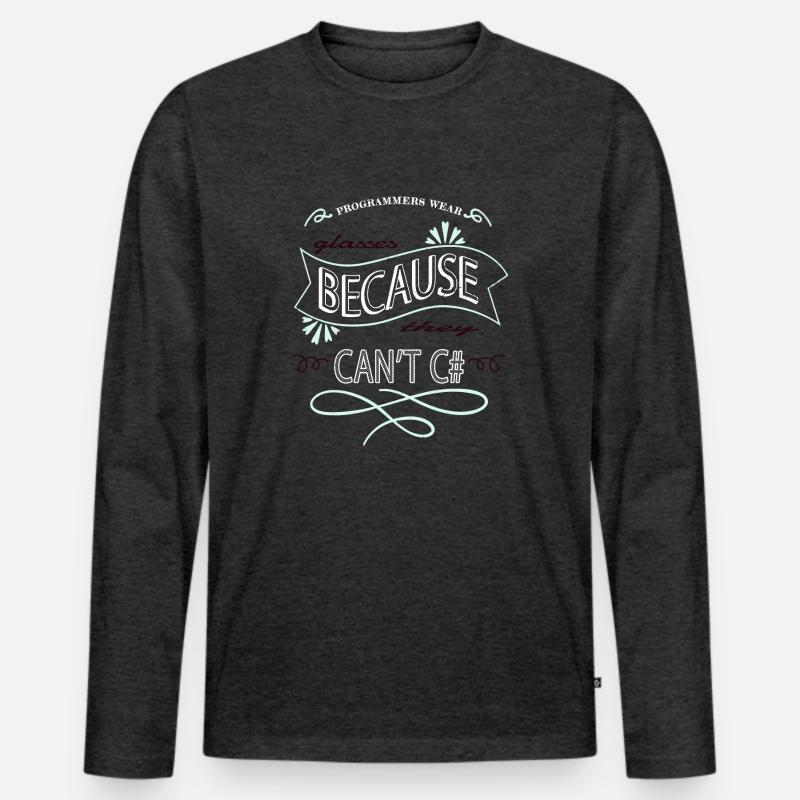 fun computer language - Männer Premium Bio Langarmshirt - Anthrazit meliert