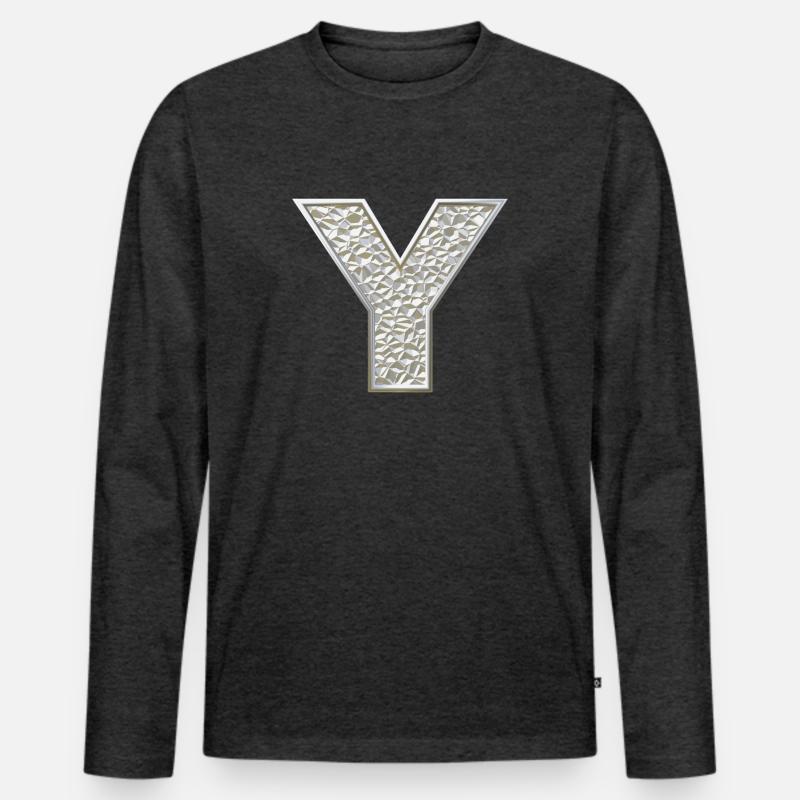 Y, letter, initial, monogram, - Männer Premium Bio Langarmshirt - Anthrazit meliert