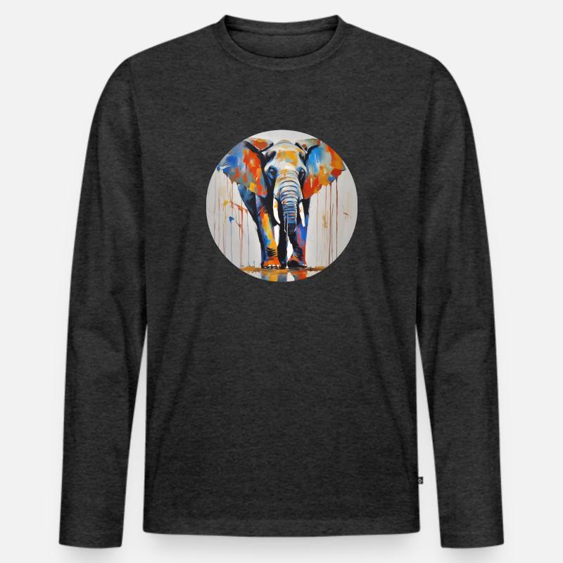 Elefant im Farbeimer - Männer Premium Bio Langarmshirt - Anthrazit meliert