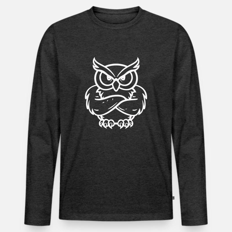 eule comic - Männer Premium Bio Langarmshirt - Anthrazit meliert