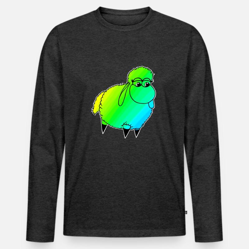 Wolly Sheeeepling Retro wave - Männer Premium Bio Langarmshirt - Anthrazit meliert