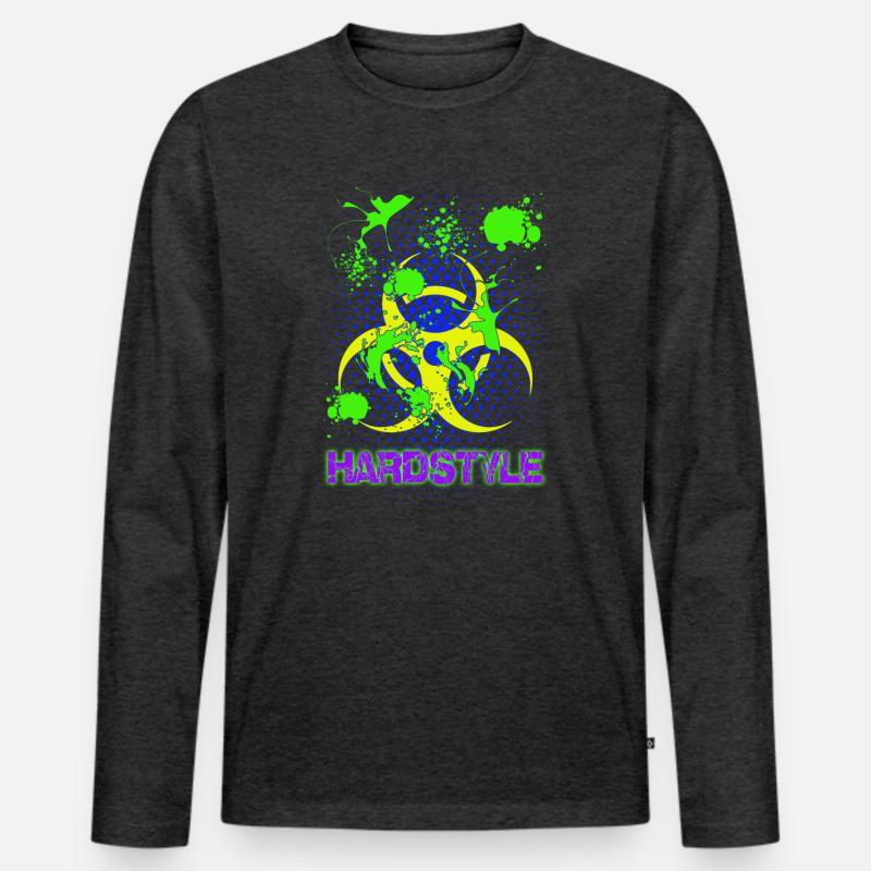 Splash Hardstyle Techno Trance House - Männer Premium Bio Langarmshirt - Anthrazit meliert