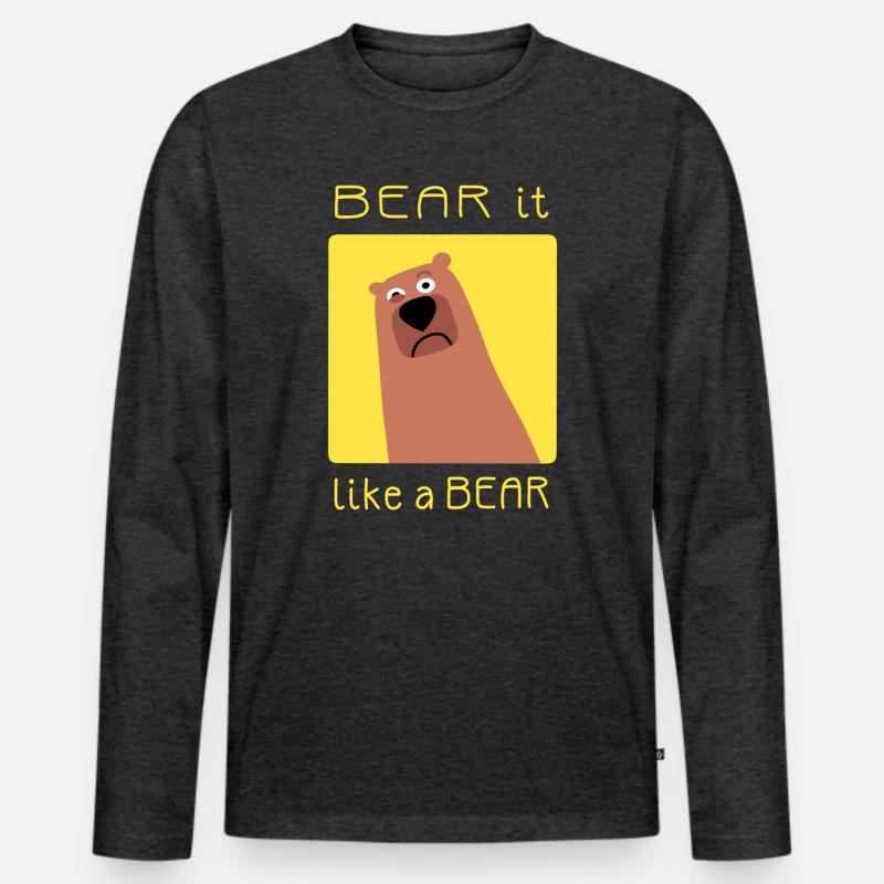 BEAR it like a BEAR - Männer Premium Bio Langarmshirt - Anthrazit meliert