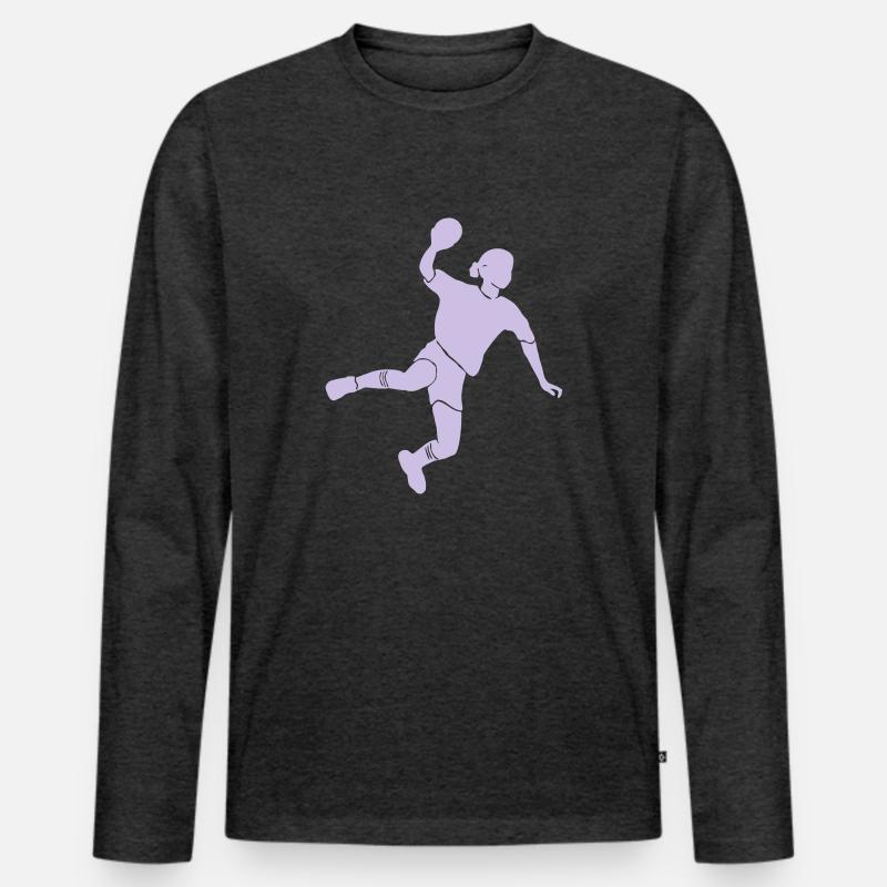 Handball Mädchen - Männer Premium Bio Langarmshirt - Anthrazit meliert