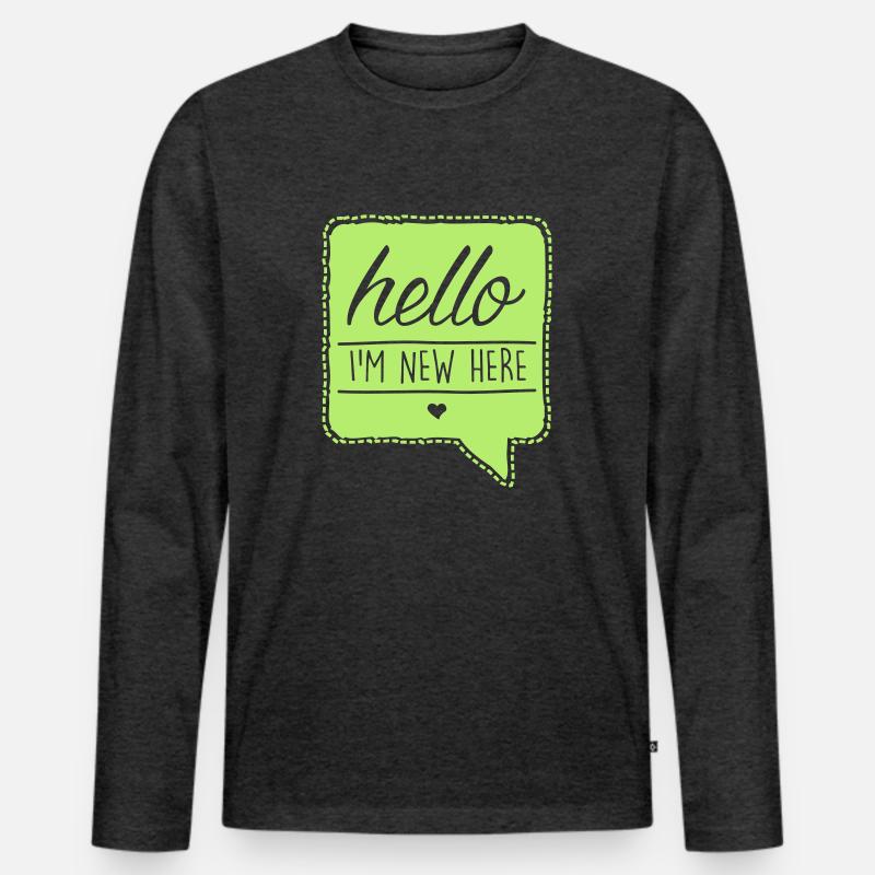 hello I'm new here - Männer Premium Bio Langarmshirt - Anthrazit meliert