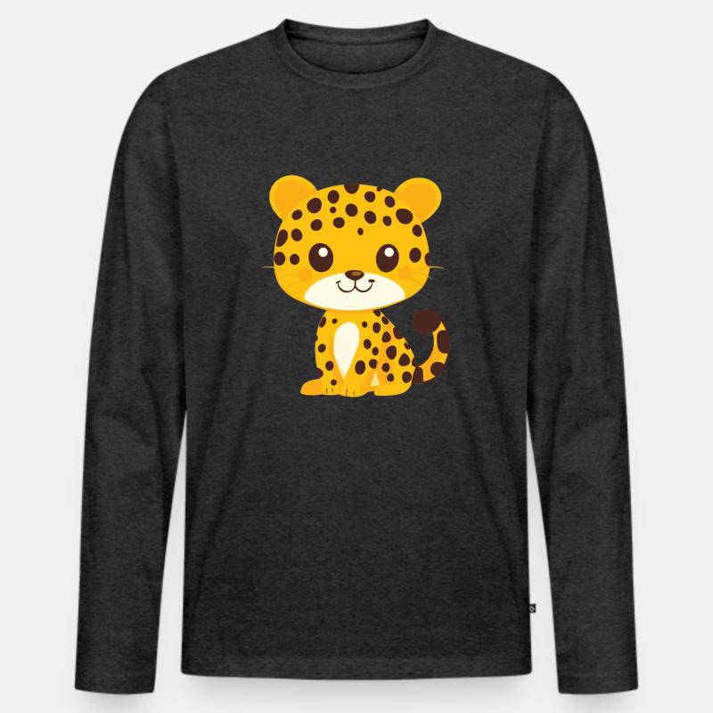 kleiner Leopard - Männer Premium Bio Langarmshirt - Anthrazit meliert