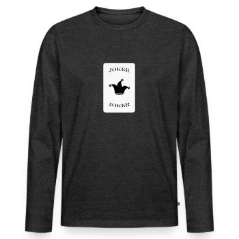 JOKER - "THE JOKER" - Männer Premium Bio Langarmshirt - Anthrazit meliert - Vorne - Nico (187cm)